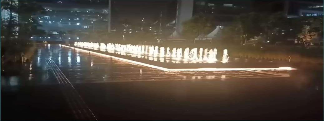 Night view of completed water body lighting